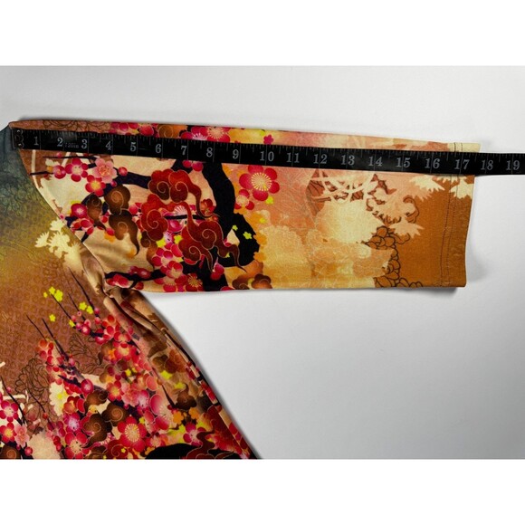 CItron Santa Monica Top Medium Pink Coral Tan Floral Blossom Art Print Stretch - Picture 10 of 13